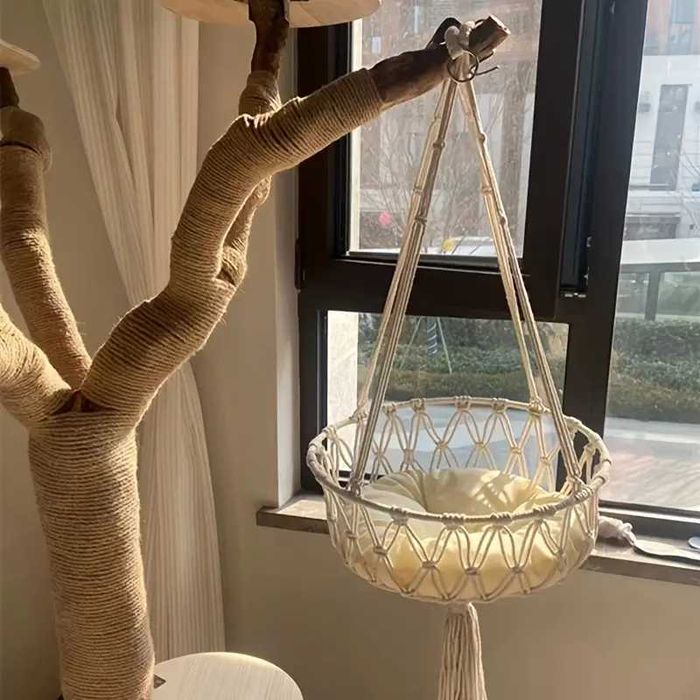 Бохемска висяща люлка, хамак, легло за котки, плетена за вашата котка