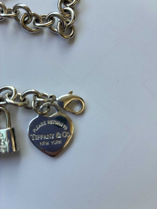 Масивна сребърна верижка - колие  с катинар и сърце Тифани / Tiffany
