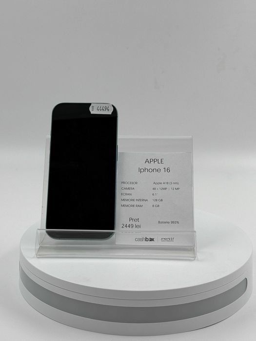 Aple iPhone 16 128 GB 93% Garantie 24 luni CashBox