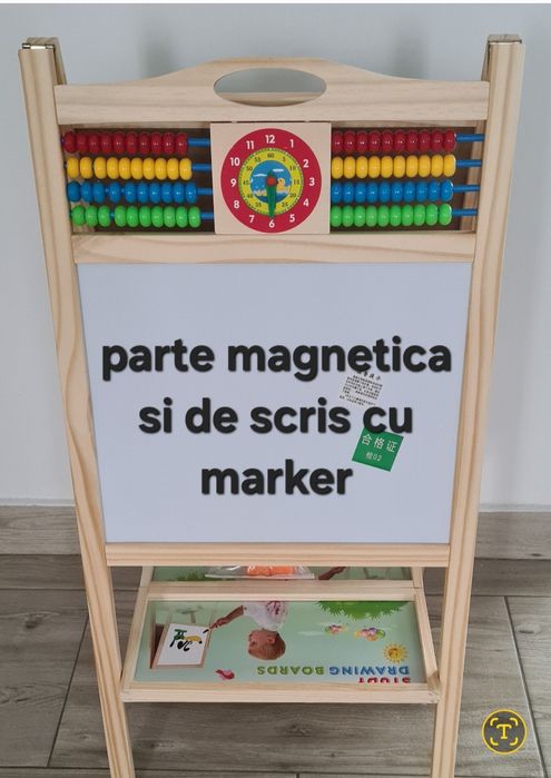 Tabla cu 2 fete, magnetica si clasica + accesorii. Produs nou
