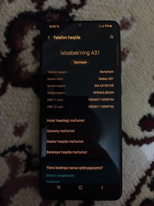 SAMSUNG A 31  kelishamiz