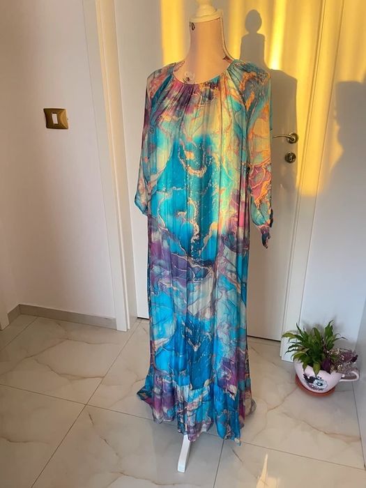 Made in Italy Rochie maxi lunga matase naturala
