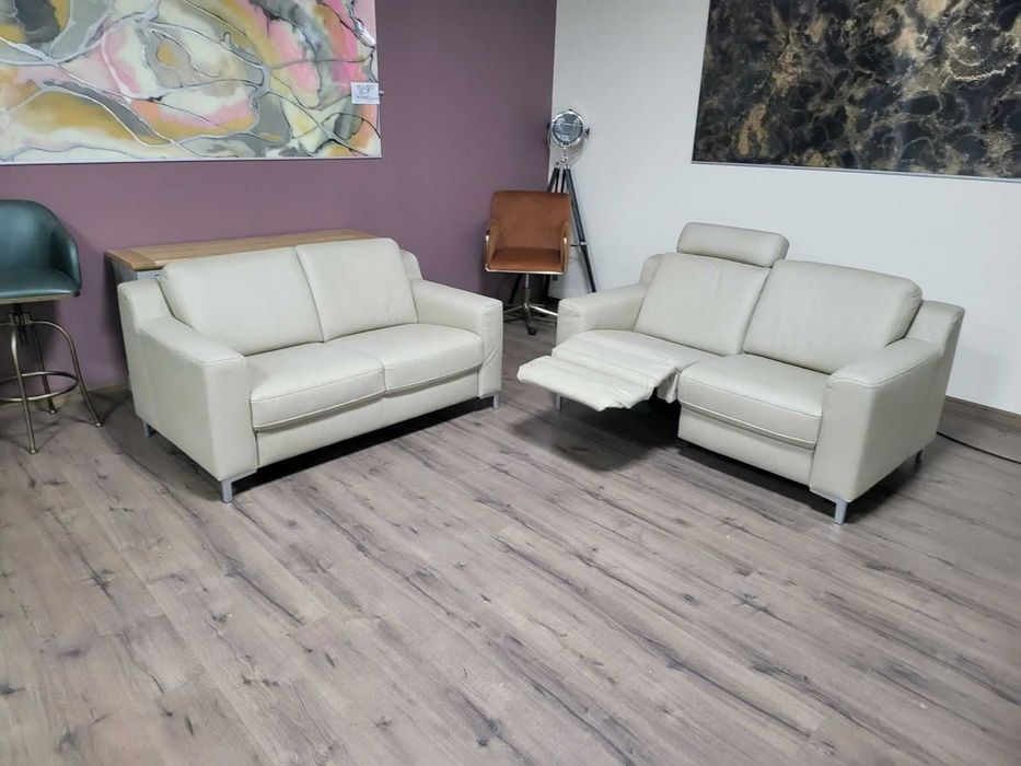 Кремав кожен комплект дивани две двойки HUKLA KS473120