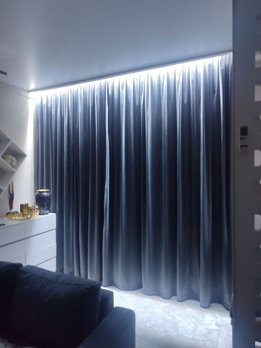 Новые плотные шторы 2 шт за 495 тыс. Занавески в стиле хай-тек.