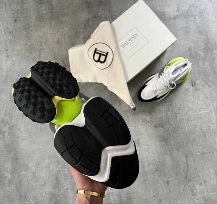 Balmain Unicorn Low-Top Sneaker "White/Neon Green"