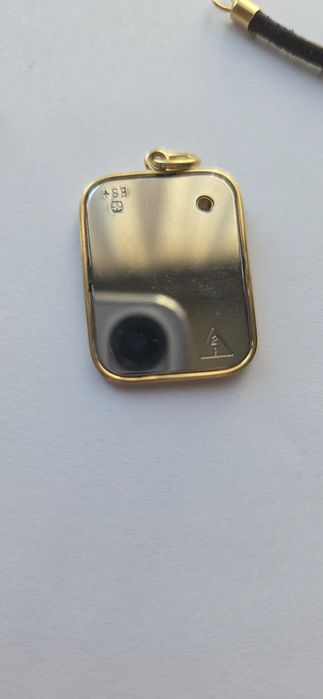 Lant barbat piele cu pandant din aur cu diamante