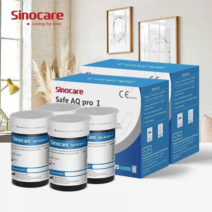Sinocare Комплект от100 бр. тест ленти за кръвна захар и 200бр лансети