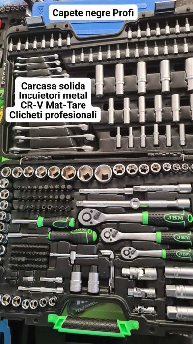 Trusa scule 216 piese.Trusa chei 216 JBM-SPANIA.Trusa tubulare