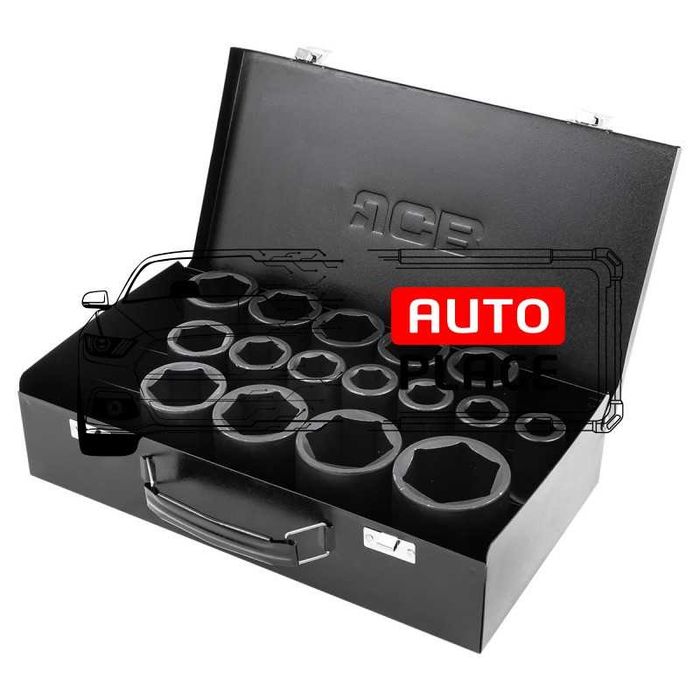 Комплект ударни вложки 16 части 3/4 (17 – 50 мм) 6-стенни JCB