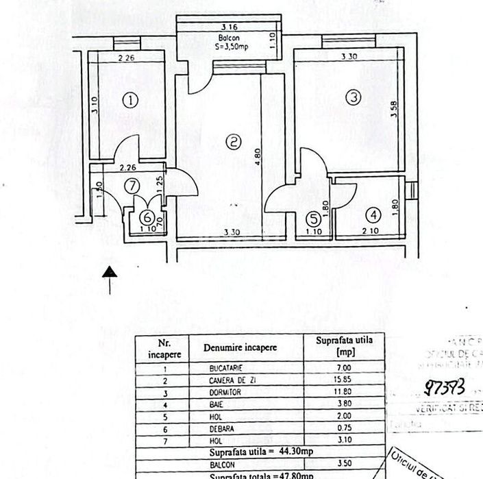 Apartament 2 camere-Tatarasi-str Ciurchi-48 mp — fotografia 1