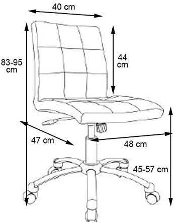 Офис стол Стол за бюро с газов механизъм, черна кожа и хромирана рамка
