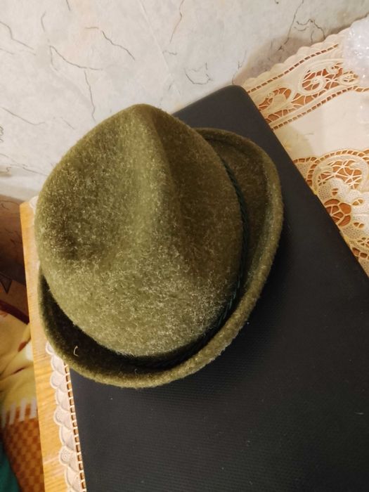 Ретро ловна Тиролска шапка за Колекция/Реквизит/(зелена)