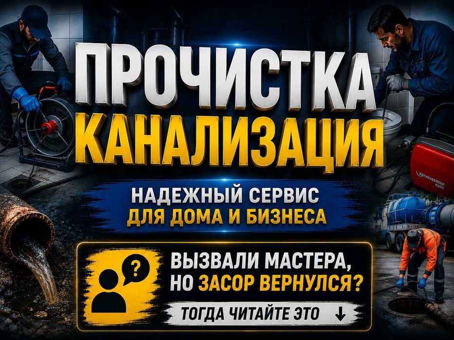 Устраним запах и засор Прочистка канализации Чистка труб Шымкент 24/7