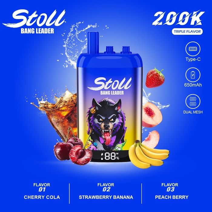 Vape 200.000 fumuri 3 arome, Redbull Bang Stoll, model nou