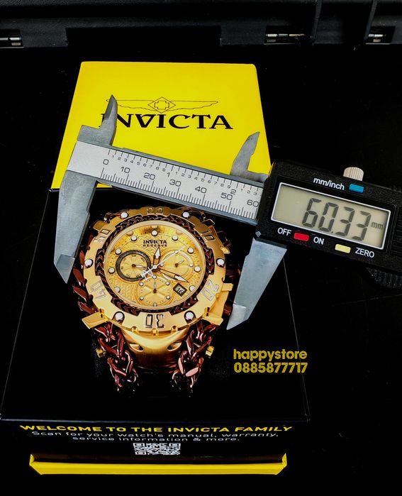часовник INVICTA Gladiator Brown and Gold 60 mm, Инвикта нов