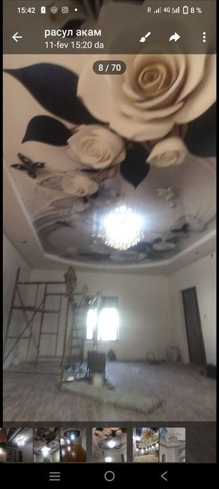 Натижной потолок кафель пластик шкатурка шпаклёвка