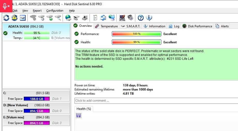 SSD Solid State Drive Adata SU650 960GB 2.5" Sata III 6Gb/s ASU650SS-960GT