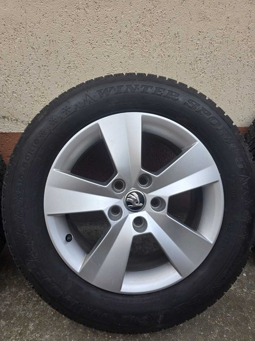 Set de 4 roti Originale Skoda R16, cu cauciucuri de iarna M=+S  215/60R16, Kodiaq, Karoq, Superb, Octavia, Volkswagen, audi, seat