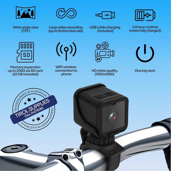 TIROL SUPPLIES Ултралека екшън камера | 170° широкоъгълна