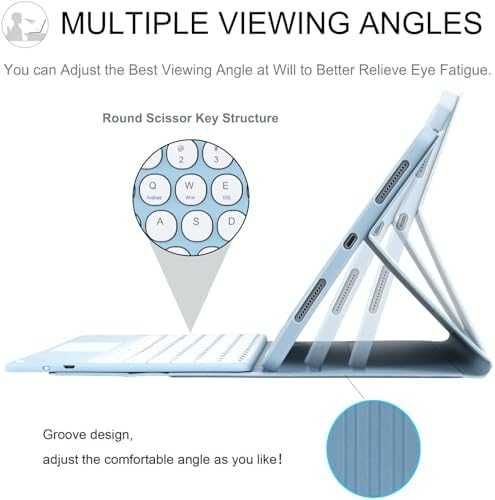 Нов iPad 11th Gen 2025/10th Gen 2022 Калъф + BT клавиатура тъчпад син