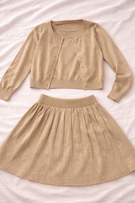 Бежевый костюм (кофта + юбка) | Стильный комплект