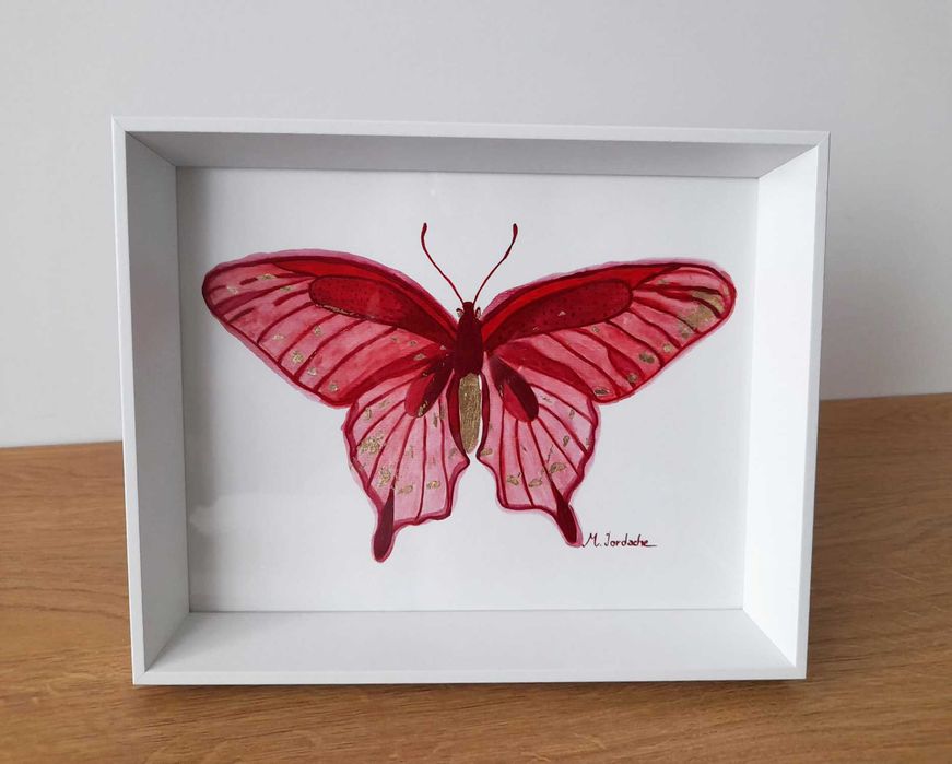 Fluturi pictați manual – acuarelă pe hârtie