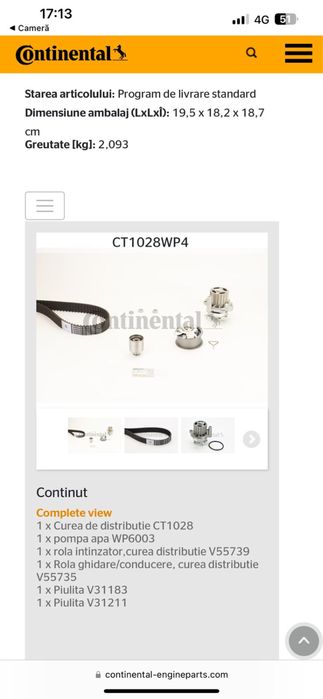 Kit de curea distributie+pompa apa