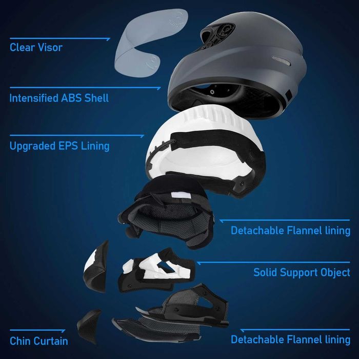 Favoto  Cască moto integrală pentru adulți, unisex, mărime M57/58 ECE