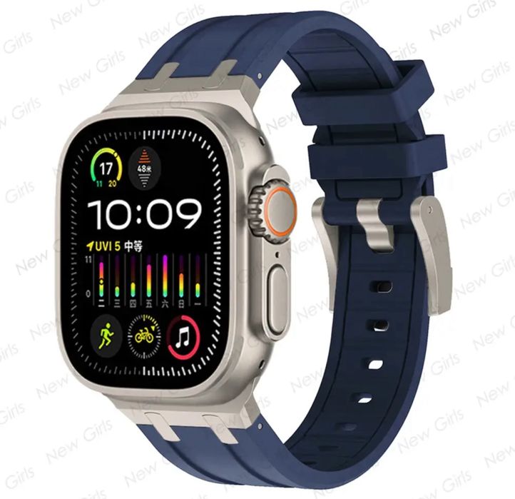 Husa Curea Silicon Titaniu Cablu Ceas Apple Watch 6 7 8 9 10 11 ULTRA