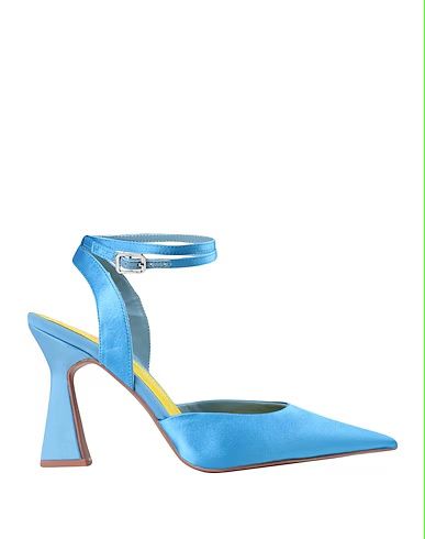 Pantofi albaștri din satin, 36