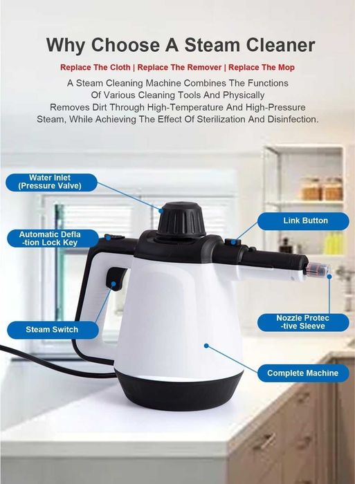 Ръчна парочистачка Kresal  за много повърхности с 12 броя аксесоари