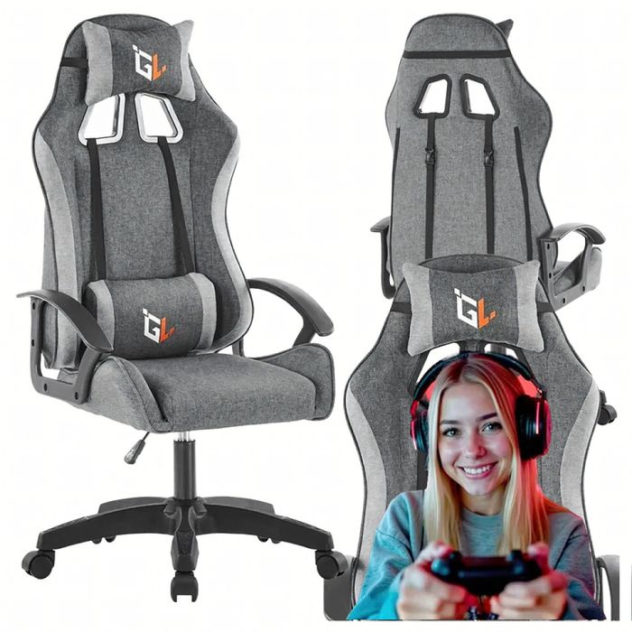 Ергономичен геймърски офис стол с лумбална и шийна опора – комфорт за