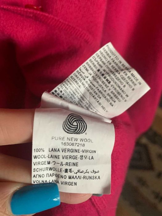 Жилетка Benetton цвят фуксия ( мерино), размер S/XS