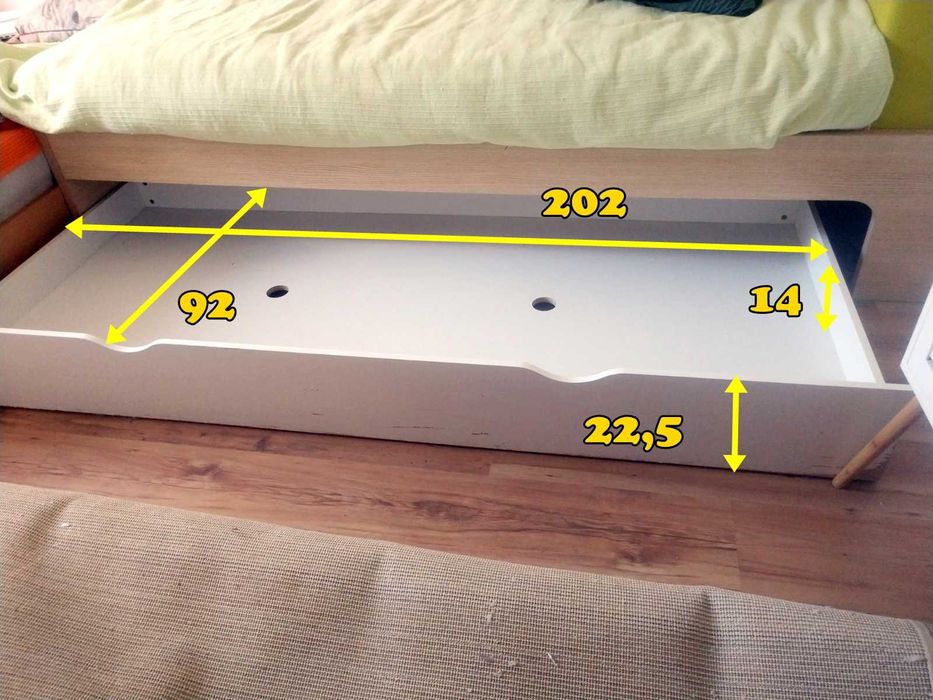 ГОЛЯМО чекмедже под легло, на колела, 202 см х 92 см