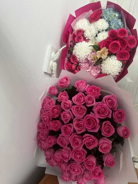 Цветы букет роз 51шт и микс букет