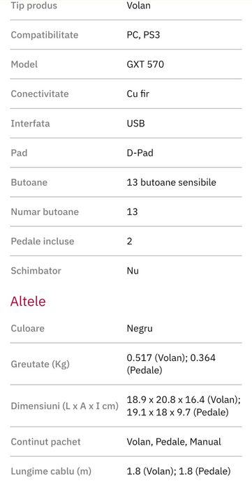 Volan gaming Trust GXT570 - utilizat 10%