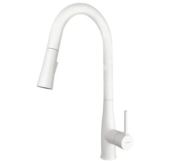 Бял смесител за кухня с изтеглящ се чучур Lukrecia - Deante