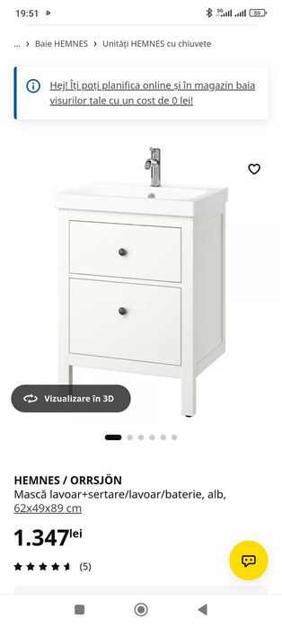 URGENT vând dulap baie Ikea gama Hemnes