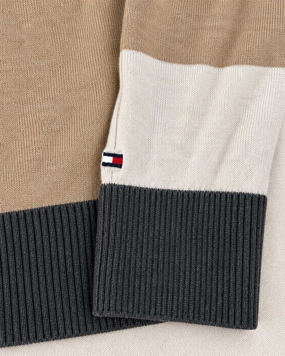 Pulover Tommy Hilfiger Bărbați – Bumbac – Bej, Crem și Gri – Mărimea M