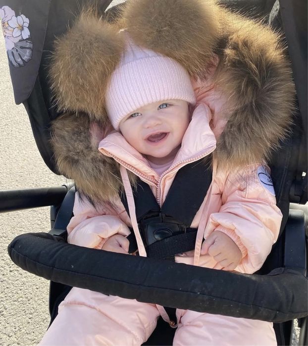 Зимно космонавтче с качулка от естествен косъм