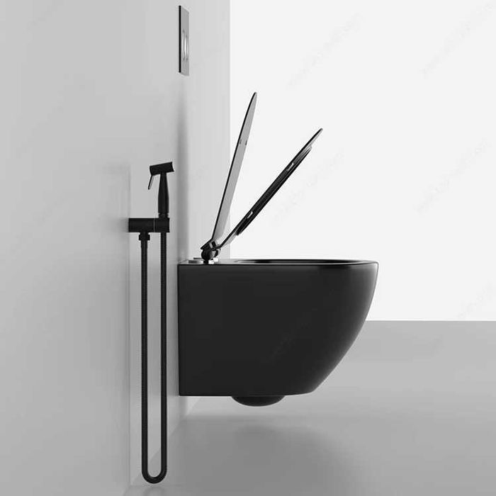 Конзолна тоалетна чиния - черен мат