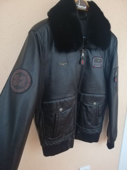 Geaca piele bărbati Aeronautica Militare Aviator S