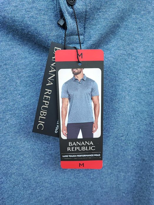 Tricou Polo Banana Republic nou cu etichetă, Luxe Touch Performance, mărimea M, albastru