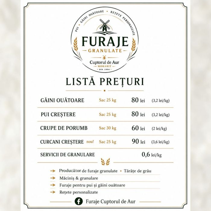 Furaj granulat - pui crestere