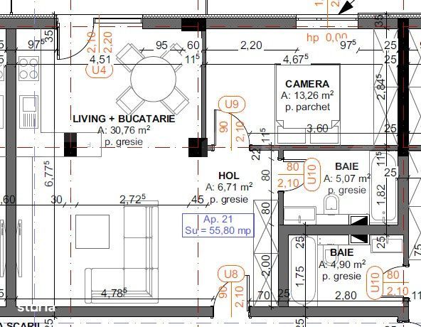 Apartament 2 camere, 55.80 mp, zona Iris, Comision 0