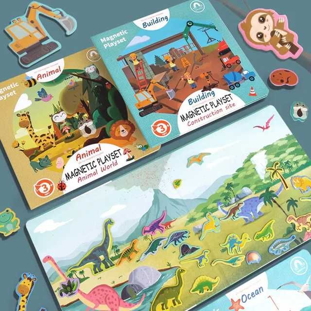 Образователна книжка с магнитни стикери занимателна игра деца подарък