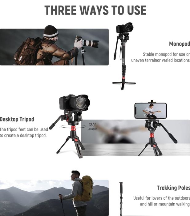 Трипод. Монопод. Видео глава. Статив. камера. слайдер. dji. видео.фото