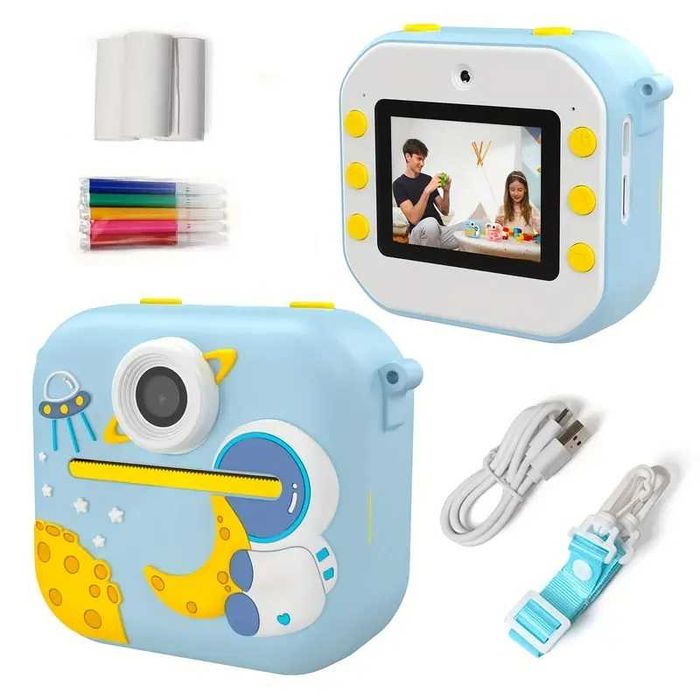 Детска камера фотоапарат с дисплей моментни снимки термопринтер 9 вида