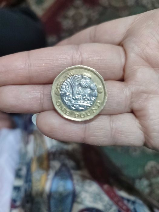 Редкая монета 1 фунт 2017 года с браком чеканки