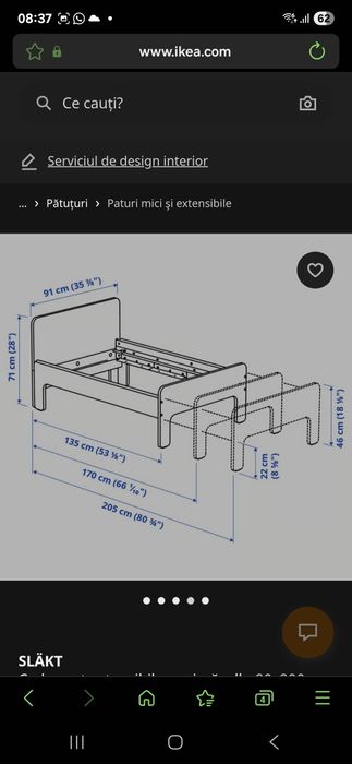 SLÄKT Ikea pat extensibil
Cadru pat extensibil